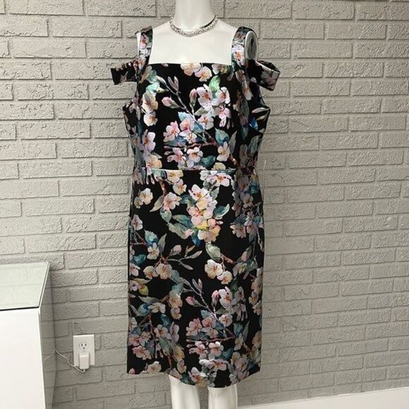 ILE Floral Foil Sheath Dress Size 12 - Picture 1 of 11